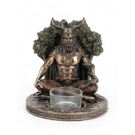 SIGNES GRIMALT Statue Résine Antic Line : Cernunnos, Dieur Celte aux Bois de Cerf et Bougeoir, Hauteur 13,5 cm