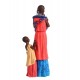 SIGNES GRIMALT Statuette Résine colorée : Africaine et Enfants Massaï, Collection Ethnik, Hauteur 26 cm