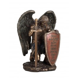 SIGNES GRIMALT Statuette résine Antic Line : Le Guerrier de Dieu, Bouclier et Psaume 144, Hauteur 21 cm