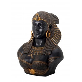 SIGNES GRIMALT Statue XL Egytpte en résine, Buste de Cléopâtre, Doré et Noir, Hauteur 54 cm