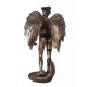 SIGNES GRIMALT Statuette Résine Antic Line : Ange ailé Steampunk et Socle Main Ouverte, Hauteur 30 cm