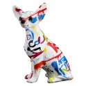 SIGNES GRIMALT Statue Chien Chihuahua Design Pop'art Rouge et Bleu, Hauteur 25 cm
