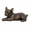 SIGNES GRIMALT Statue Chien Bouledogue français couché, Design réaliste et Finition Bronze Satin, Longueur 31 cm