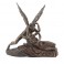 SIGNES GRIMALT Statue Psyché et Cupidon s'embrassant, Finition Bronze Antique, Hauteur 28 cm