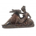 SIGNES GRIMALT Statue Jeune Femme et Cygne, Finition Bronze Antique, Longueur 28 cm