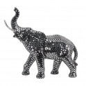SIGNES GRIMALT Statue Design Eléphant Trompe levée, Effets Facettes à Miroirs argentées, Longueur 38 cm