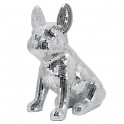 SIGNES GRIMALT Statue Design Bouledogue, Effets Facettes à Miroirs argentées, Hauteur 32 cm