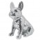 SIGNES GRIMALT Statue Design Bouledogue, Effets Facettes à Miroirs argentées, Hauteur 32 cm