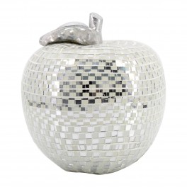 SIGNES GRIMALT Statue Pomme, Fruit décoratif, Effets Facettes à Miroirs argentées, Hauteur 13 cm