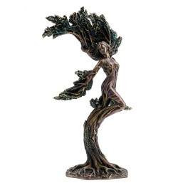 SIGNES GRIMALT Statue Déesse Grecque Nymphe, Meliae et Arbre de Vie, Finition Antic Line, Hauteur 25 cm