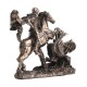 SIGNES GRIMALT Statuette résine Antic Line : Saint George terrassant Le Dragon, Longueur 17 cm