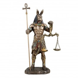 SIGNES GRIMALT Statue Dieu égyptien, Anubis et Balance de la Justice, Finition Antic Line, Hauteur 27 cm