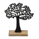 SIGNES GRIMALT Statue Arbre de Vie en Aluminium sur Socle en Bois Clair veiné, Hauteur 35 cm