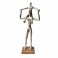 SIGNES GRIMALT Statue 2 Personnages Design, Homme et Enfant, Aluminium et Bois de manguier veiné élégant, Hauteur 39 cm
