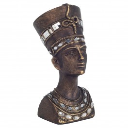 SIGNES GRIMALT Statue Buste de Néfertiti, Reine d'Egypte, Composition résine et matières Originales, H 18 cm