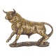 SIGNES GRIMALT Grande Statue Taureau Design doré et cuivré avec Inserts, Collection MIKADOR, Longueur 29 cm
