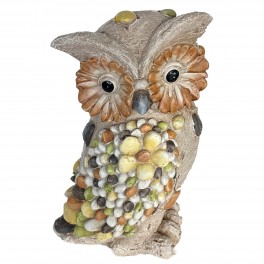 SIGNES GRIMALT Statue Hibou en Pierre de magnésie, Intérieur et extérieur, Terrasse et Jardin, Hauteur 39 cm
