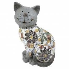 SIGNES GRIMALT Statue Chat en Pierre de magnésie, Intérieur et extérieur, Terrasse et Jardin, Hauteur 28 cm
