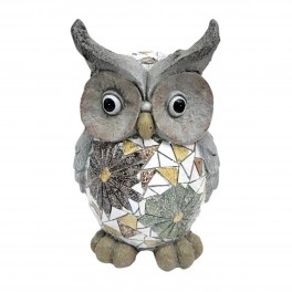 SIGNES GRIMALT Statue Totem Hibou en Pierre de magnésie, Intérieur et extérieur, Terrasse et Jardin, Hauteur 32 cm