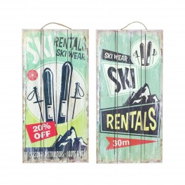 BY SIGRIS Set 2 plaques murales vintages, Thème Ski et Montagne, H 48 cm