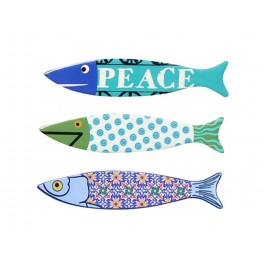 Set 3 Magnets Frigo aimantés, Poissons Thème Mer 5, L 13 cm