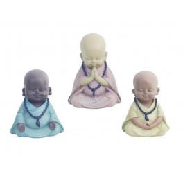 G&S Set 3 Figurines Moines Baby Zen, Coll Baby Zen, H 11 cm