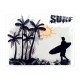 G&S Plaque métal Vintage : Soleil, Palmiers et Surfeur, L 33 cm
