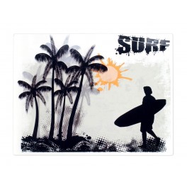 G&S Plaque métal Vintage : Soleil, Palmiers et Surfeur, L 33 cm