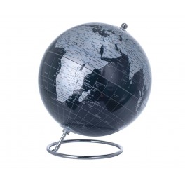 Globe terrestre PVC et Métal, Argent et Anthacite, H 23 cm