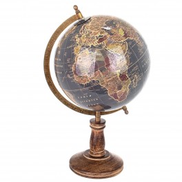 G&S Globe terrestre, Coll La Pérouse, Gris, Bordeaux et Cuivre, H 37 cm