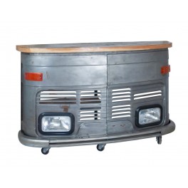 ORIGEN Meuble Comptoir de Bar, Face Avant Fourgonnette Grise, Style Industriel, L 166 cm