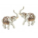G&S Set 2 éléphants Blanc Résine : Modèle Airavata, H 11 cm
