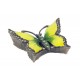 Boite Pilulier, Modèle Papillon Jaune & Vert, Résine & Nacre, L 7 cm