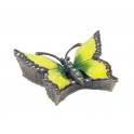 Boite Pilulier, Modèle Papillon Jaune & Vert, Résine & Nacre, L 7 cm