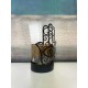 Set 2 Bougeoirs, Mod Main de Fatima, Métal et Verre, H 14 cm