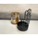 Set 2 Bougeoirs, Mod Main de Fatima, Métal et Verre, H 14 cm