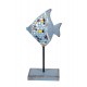 G&S Poisson Exotique sur Socle, Effet Mosaïques, H 22 cm