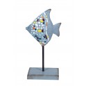G&S Poisson Exotique sur Socle, Effet Mosaïques, H 22 cm