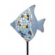 G&S Poisson Exotique sur Socle, Effet Mosaïques, H 22 cm