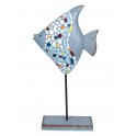 Poisson Exotique sur Socle, Effet Mosaïques, H 37 cm