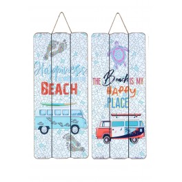 G&S Set 2 Décos murales Bois, Thème Surf & Van 3, H 34 cm