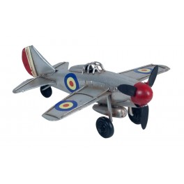 G&S Miniature Avion Spitfire Miniature en Métal, Modèle Gris, Longueur 16 cm