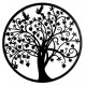 SGRIMALT Déco murale Arbre de Vie Stylisé et Cercle, Feuillage oiseaux et Coeurs, Diam 60 cm