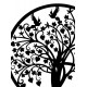 SGRIMALT Déco murale Arbre de Vie Stylisé et Cercle, Feuillage oiseaux et Coeurs, Diam 60 cm