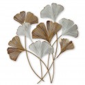 G&S Déco Florale : Bouquet 8 Feuilles de Ginkgo Biloba, Or et Blanc, H 81 cm