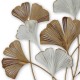G&S Déco Florale : Bouquet 8 Feuilles de Ginkgo Biloba, Or et Blanc, H 81 cm