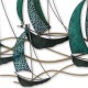 G&S Déco Murale Fer : Grande Régate 5 Voiliers Vert Emeraude et Bleu, L 105 cm
