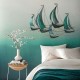 G&S Déco Murale Fer : Grande Régate 5 Voiliers Vert Emeraude et Bleu, L 105 cm