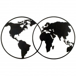 SGRIMALT Silhouette Murale Métal : Planisphère 2 cercles, L 100 cm