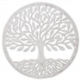 SGRIMALT Déco murale Bois : Arbre de Vie Marron Blanchi. Diam 60 cm